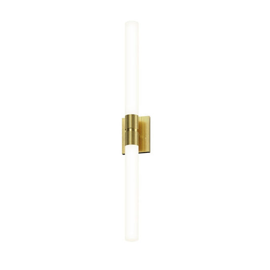 SONNEMAN Scepter 36" 2-Light LED 4000K Satin Brass Etched Cased Glass Shade Bath Bar Lighting