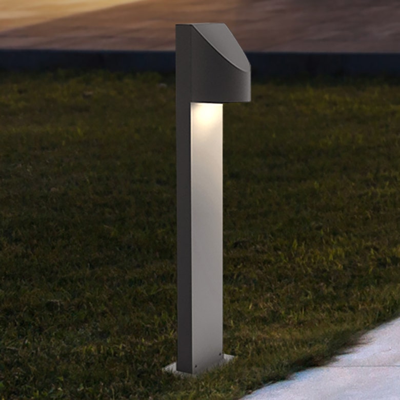 SONNEMAN Shear 16" 1-Light LED Textured Gray Diecast Aluminum Shade Bollard Light