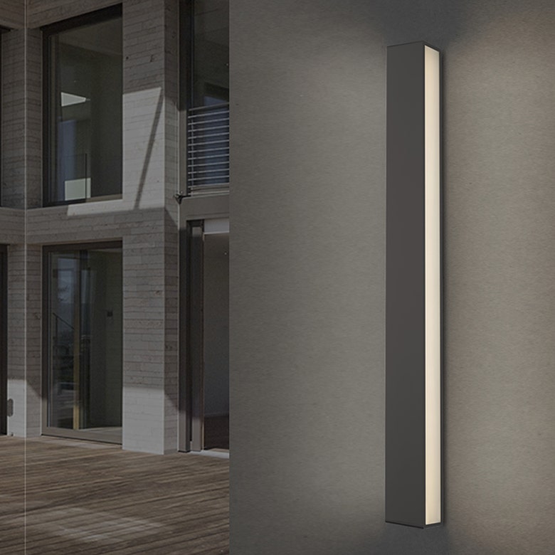 SONNEMAN Sideways 36" Integral LED Textured Bronze Aluminum Acrylic Shade Wall Sconce