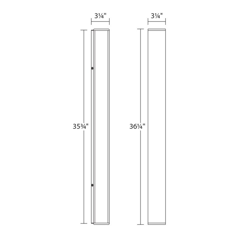 SONNEMAN Sideways 36" Integral LED Textured Gray Aluminum Acrylic Shade Wall Sconce