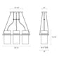 SONNEMAN Square Ring 3-Light Satin Black Glass Shade Rectangle Pendant Light