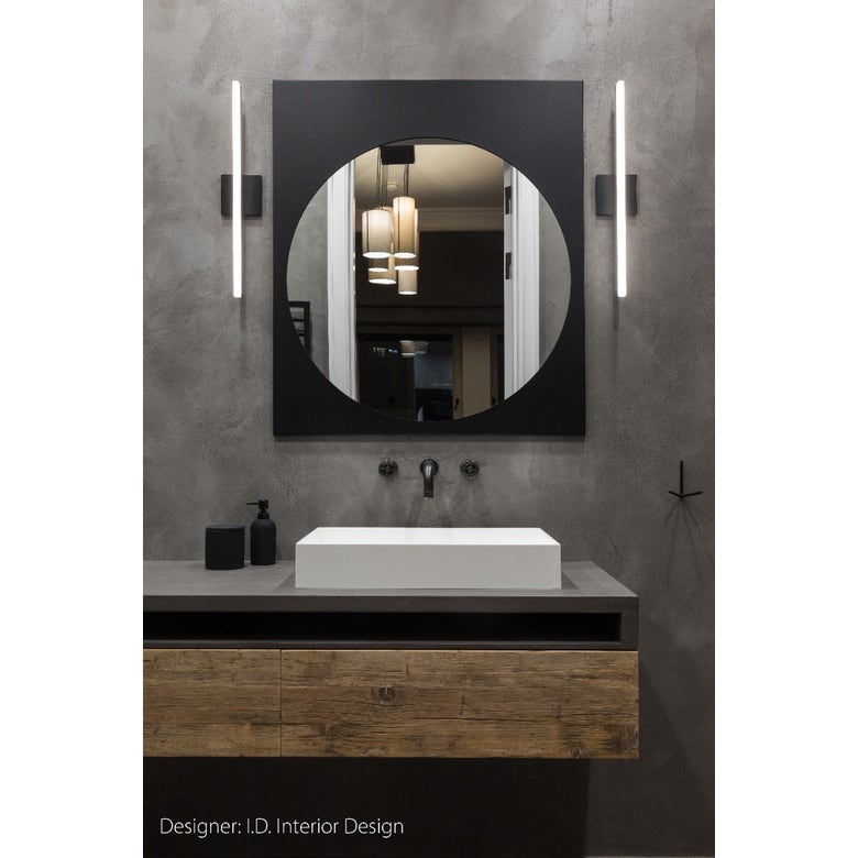 SONNEMAN Stiletto 24" LED Dimmable Satin Black Acrylic Shade Vanity Bath Bar