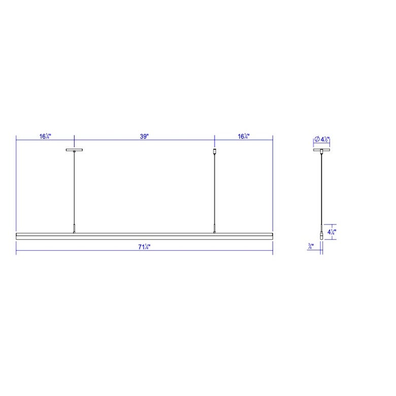 SONNEMAN Stiletto 72" 1-Light LED Satin White Linear Suspension Pendant Light With 20FT Cord Length