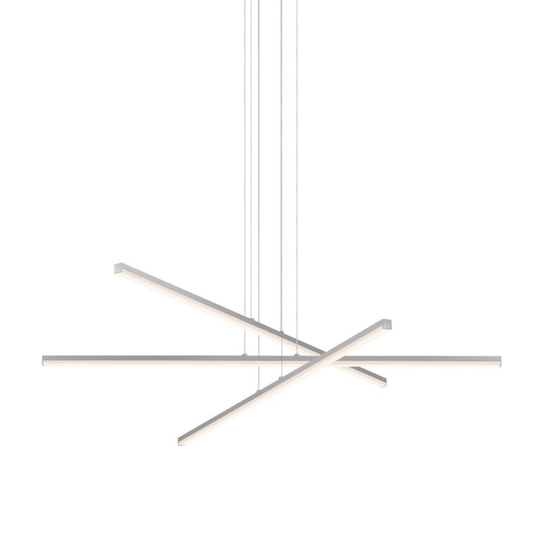 SONNEMAN Stix 3-Light LED 3-Arm Bright Satin Aluminum Chandelier With 6FT Cord Length