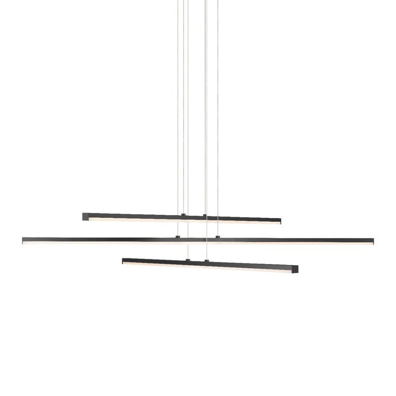 SONNEMAN Stix 3-Light LED 3-Arm Satin Black Chandelier With 6FT Cord Length