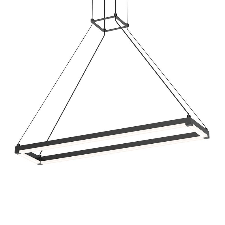 SONNEMAN Stix 30" x 6" LED Bulb Satin Black Optical Acrylic Shade Rectangle Pendant Light With 20' Cord Length