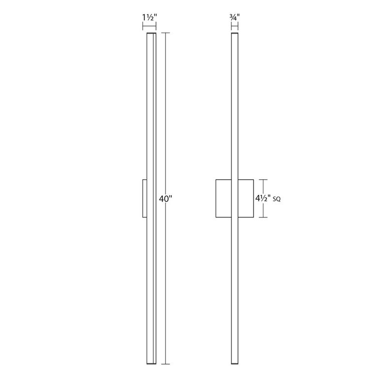 SONNEMAN Stix 40" LED Bright Satin Aluminum Optical Acrylic Shade Vanity Bath Bar Lighting