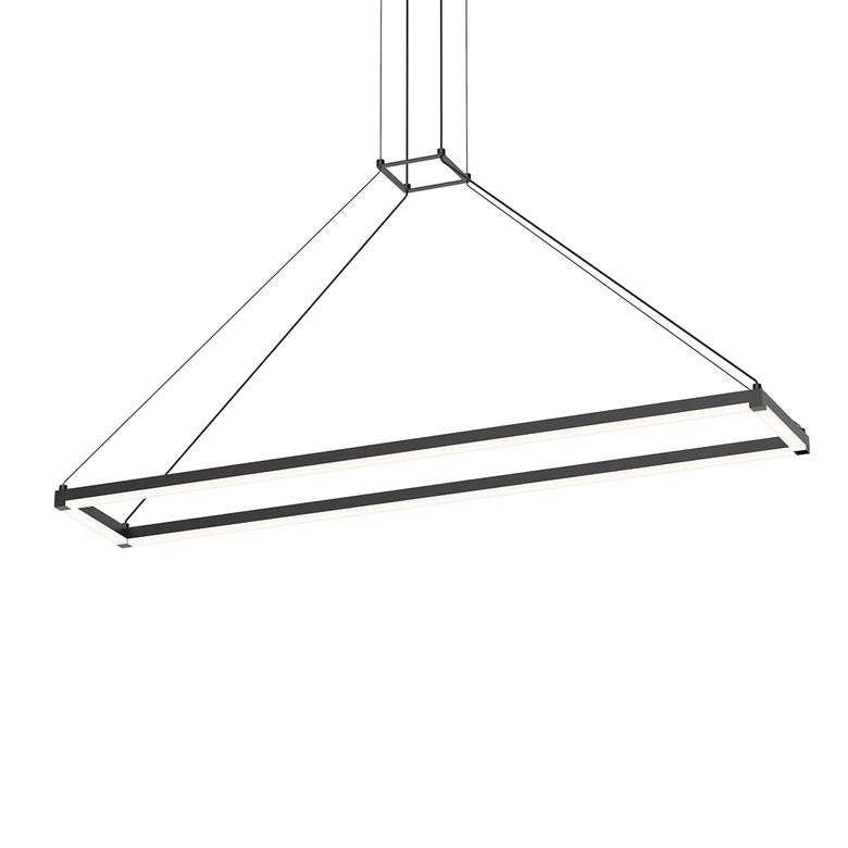SONNEMAN Stix 47" x 9" LED Bulb Satin Black Optical Acrylic Shade Rectangle Pendant Light With 6' Cord Length