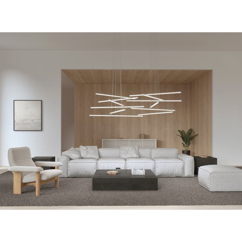SONNEMAN Stix 6-Light LED 6-Arm Bright Satin Aluminum Chandelier With 6FT Cord Length