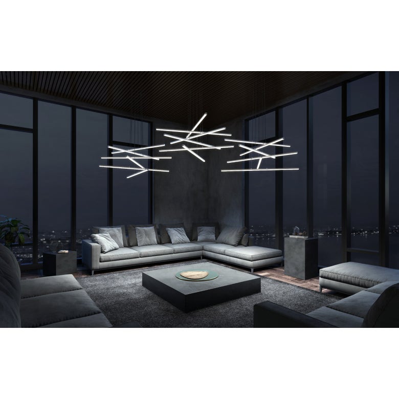 SONNEMAN Stix 6-Light LED 6-Arm Bright Satin Aluminum Chandelier With 6FT Cord Length