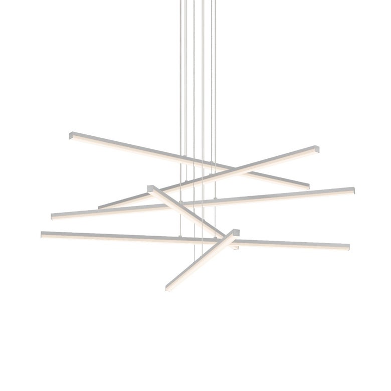 SONNEMAN Stix 6-Light LED 6-Arm Bright Satin Aluminum Chandelier With 6FT Cord Length