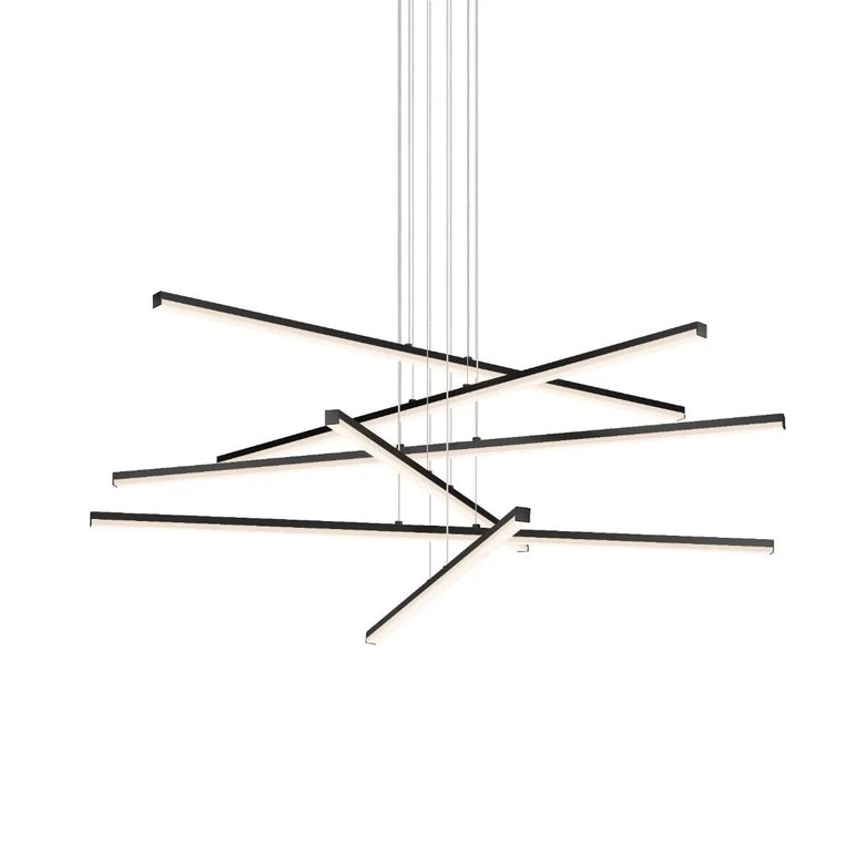 SONNEMAN Stix 6-Light LED 6-Arm Satin Black Chandelier With 6FT Cord Length