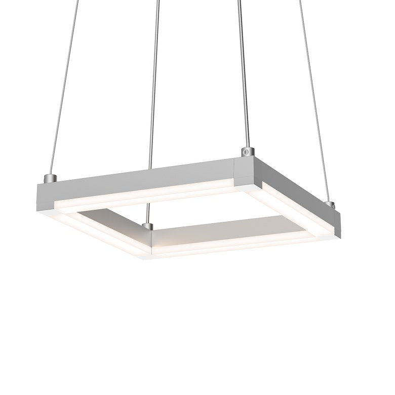 SONNEMAN Stix 9" LED Bulb Bright Satin Aluminum Optical Acrylic Shade Rectangle Pendant Light With 20' Cord Length