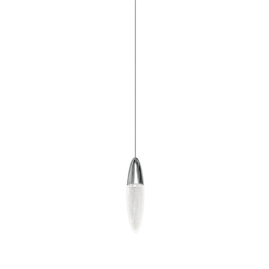 SONNEMAN Sultana 1-Light LED Polished Chrome Seeded Glass Single Pendant