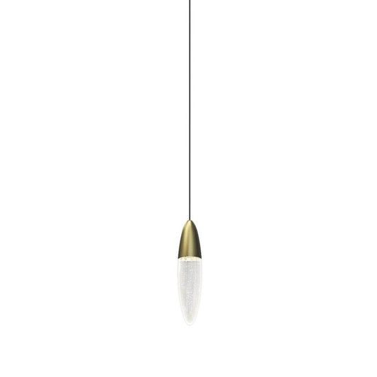 SONNEMAN Sultana 1-Light LED Satin Brass Seeded Glass Single Pendant