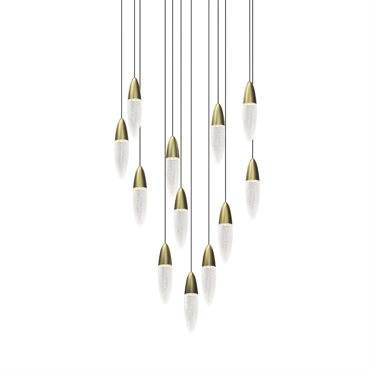SONNEMAN Sultana 12-Light Satin Brass Round Chandelier With White Canopy