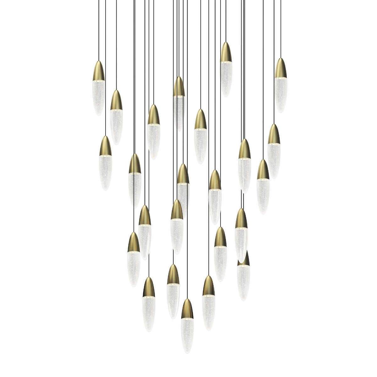 SONNEMAN Sultana 24-Light Satin Brass Round Chandelier With White Canopy