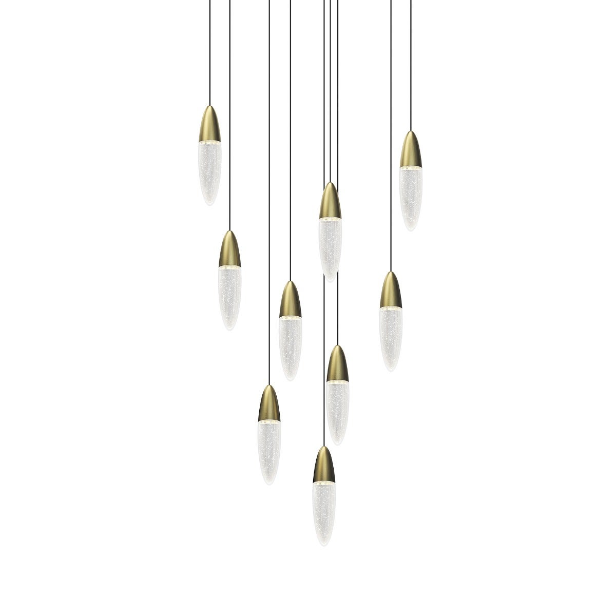 SONNEMAN Sultana 9-Light Satin Brass Round Chandelier With White Canopy