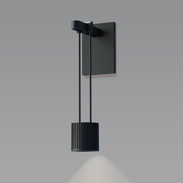SONNEMAN Suspenders 1-Light Mini Cylinder With Flood Lens Satin Black Diecast Aluminum Shade Wall Sconce