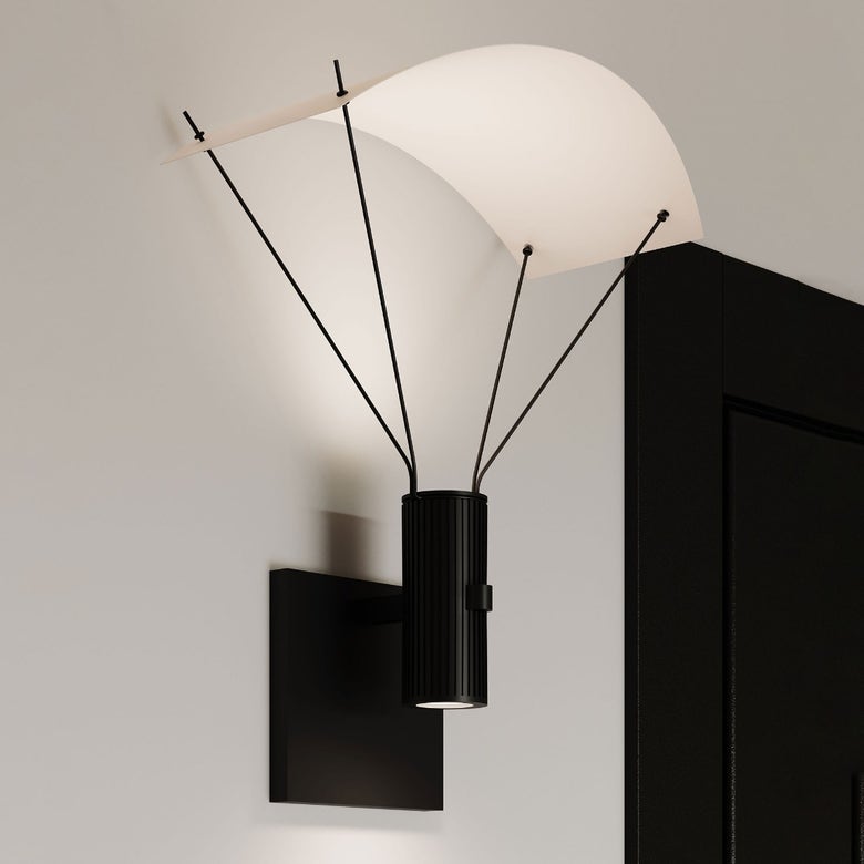 SONNEMAN Suspenders 1-Light Standard Cylinders With Flood Lens and Parachute Reflector Satin Black Wall Sconce
