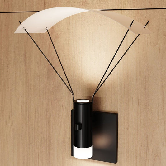 SONNEMAN Suspenders 1-Light Standard Cylinders With Glass Drum Diffuser and Parachute Reflector Satin Black Wall Sconce