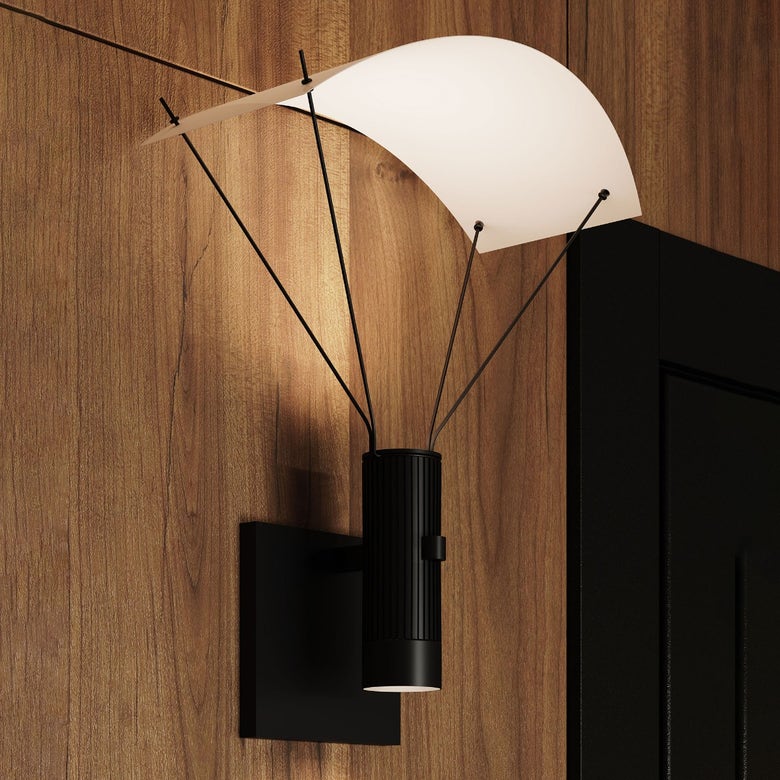 SONNEMAN Suspenders 1-Light Standard Duplex Cylinders With Snoot Flood Lens and Parachute Reflector Satin Black Wall Sconce