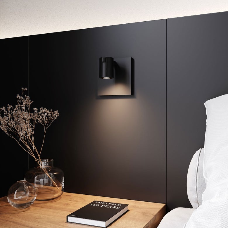 SONNEMAN Suspenders 1-Light Standard Single Cylinders With Flood Lens Satin Black Diecast Aluminum Shade Wall Sconce