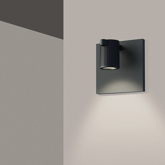SONNEMAN Suspenders 1-Light Standard Single Cylinders With Flood Lens Satin Black Diecast Aluminum Shade Wall Sconce