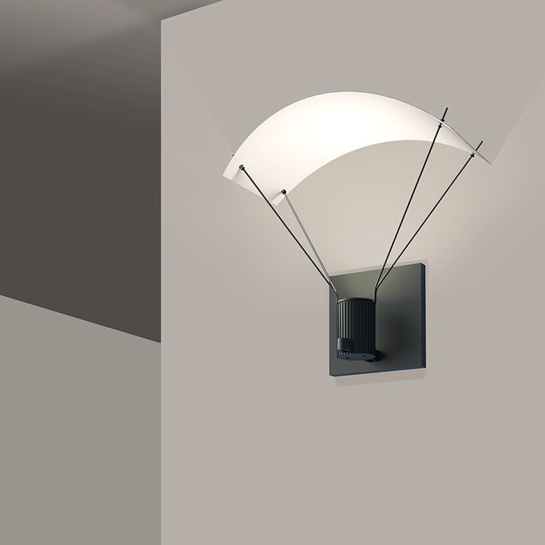SONNEMAN Suspenders 1-Light Standard Single Cylinders With Parachute Reflector Satin Black Shade Wall Sconce