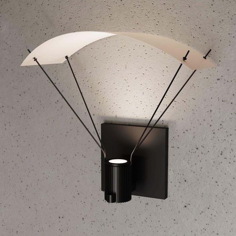 SONNEMAN Suspenders 1-Light Standard Single Cylinders With Parachute Reflector Satin Black Shade Wall Sconce