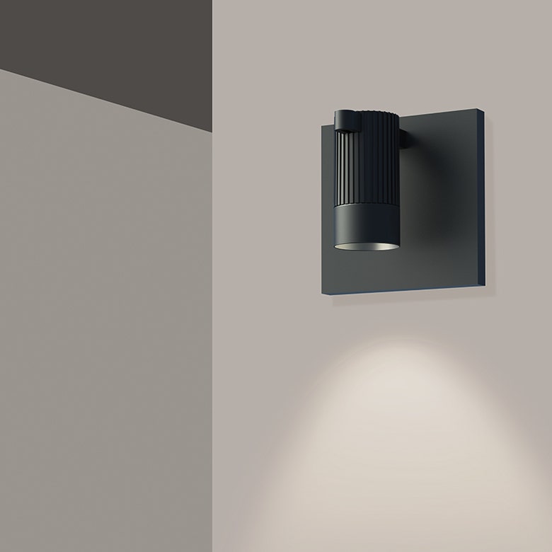 SONNEMAN Suspenders 1-Light Standard Single Cylinders With Snoot Flood Lens Satin Black Shade Wall Sconce