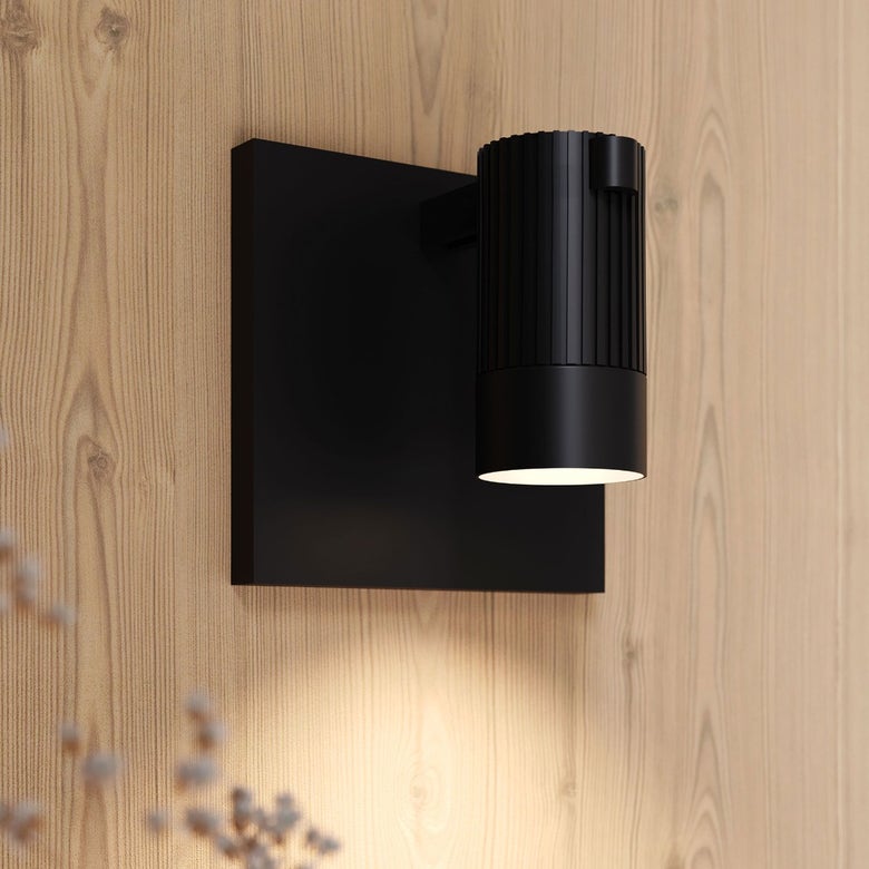 SONNEMAN Suspenders 1-Light Standard Single Cylinders With Snoot Flood Lens Satin Black Shade Wall Sconce