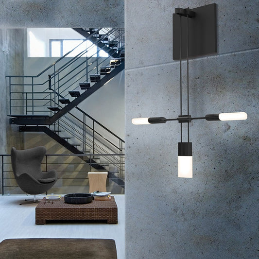 SONNEMAN Suspenders 1-Light Standard Single Etched Chiclet Cluster Luminaire Satin Black Wall Sconce