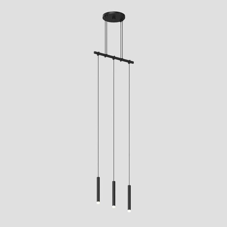 SONNEMAN Suspenders 12" 1-Tier Linear With Precise Cord Satin Black 36" White Acylic Thin Cylinder Shade Flush Mount Lighting