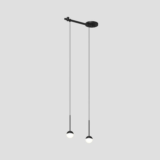 SONNEMAN Suspenders 12" Linear With Single Cord Satin Black 36" White Acylic Ball Shade Surface Flush Mount Lighting