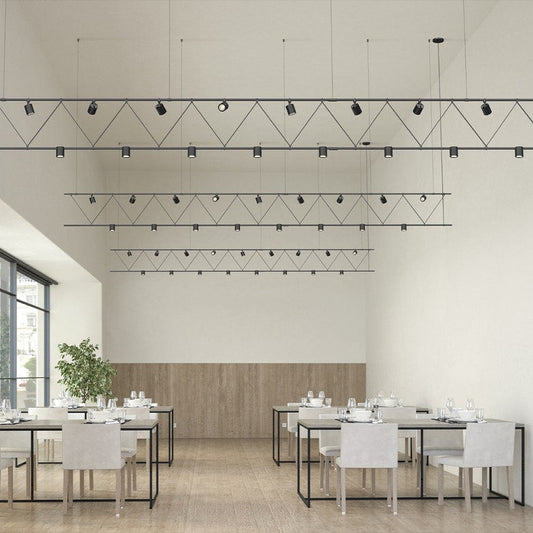 SONNEMAN Suspenders 14' 17-Light Flat Truss With Power Precise Direct Mount Cylinders and Power Precise Bar-Mounted Aimable Cylinders Linear Pendang Light