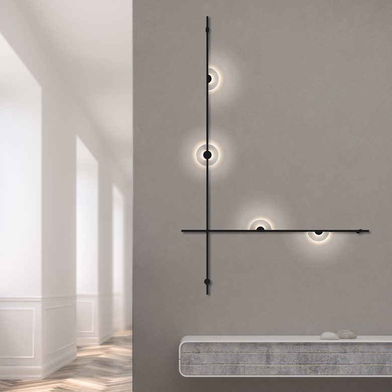 SONNEMAN Suspenders 2-Bar 5-Light Mezzaluna Luminaires Satin Black Acrylic Shade Wall Sconce