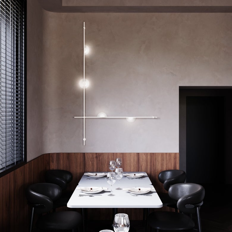 SONNEMAN Suspenders 2-Bar 5-Light Mezzaluna Luminaires Satin White Acrylic Shade Wall Sconce