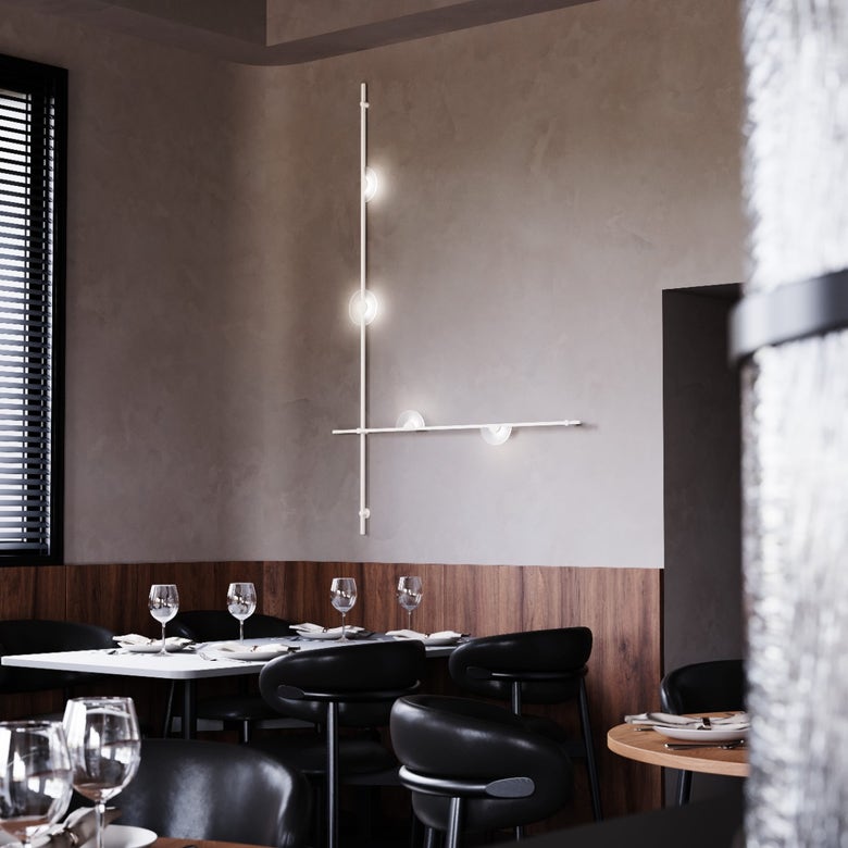SONNEMAN Suspenders 2-Bar 5-Light Mezzaluna Luminaires Satin White Acrylic Shade Wall Sconce