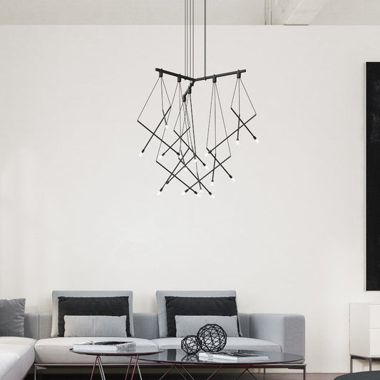 SONNEMAN Suspenders 23" 6-Light 1-Tier Tri-Bar With 9" Branch Luminaires Linear Suspension Pendant Light