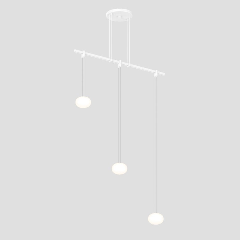 SONNEMAN Suspenders 24" 1-Tier Height Adjustable Etched Globe Luminaires Satin White Glass Shade Linear Flush Mount Lighting