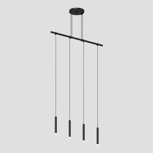 SONNEMAN Suspenders 24" 1-Tier Precise Single Cord Satin Black Thin Cylinder 36" Clear Acrylic Shade Flush Mount Lighting