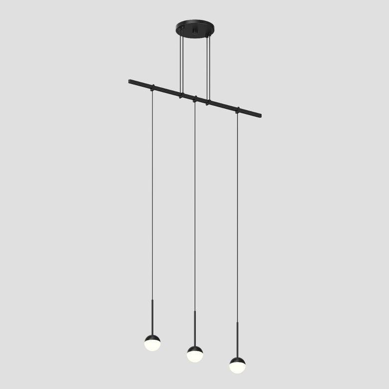 SONNEMAN Suspenders 24" 1-Tier Single Cord Acrylic White Ball 36" Satin Black Linear Flush Mount Lighting