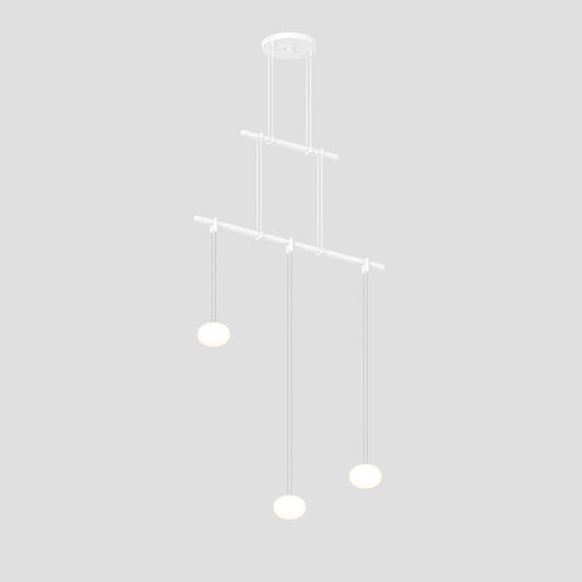 SONNEMAN Suspenders 24" 2-Tier Height Adjustable White Glass Etched Globe Shade Satin White Linear Flush Mount Lighting