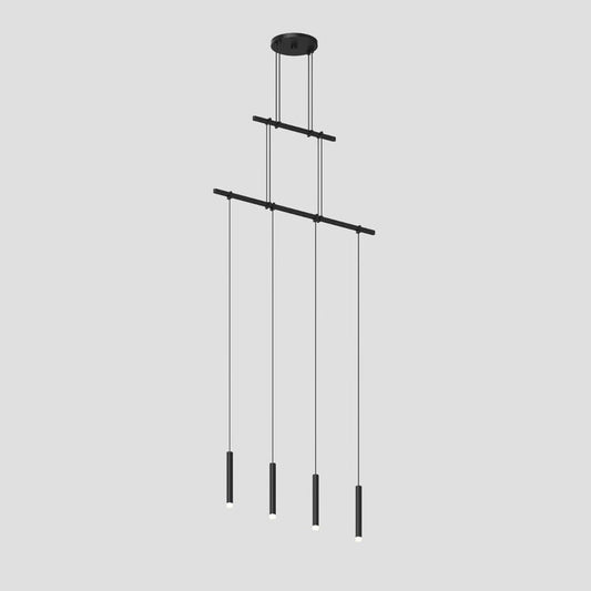 SONNEMAN Suspenders 24" 2-Tier Precise Single Cord Thin 36" Clear Acrylic Cylinder Satin Black Linear Flush Mount Lighting