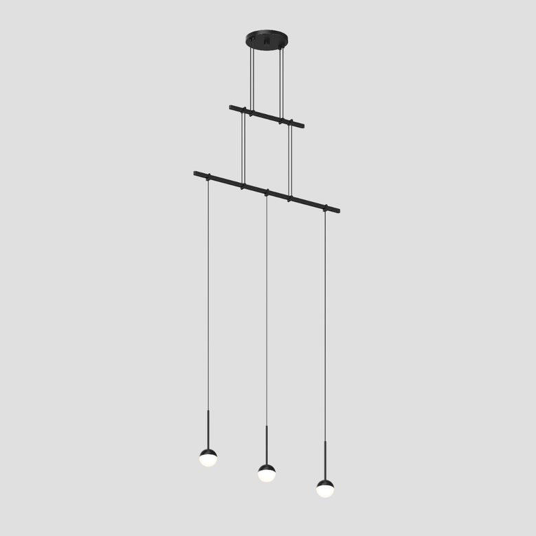 SONNEMAN Suspenders 24" 2-Tier Single Cord White Acrylic Ball Satin Black Linear Flush Mount Lighting