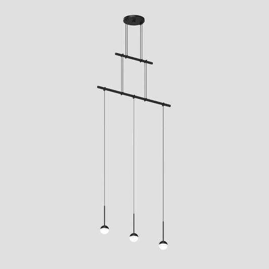 SONNEMAN Suspenders 24" 2-Tier Single Cord White Acrylic Ball Satin Black Linear Flush Mount Lighting