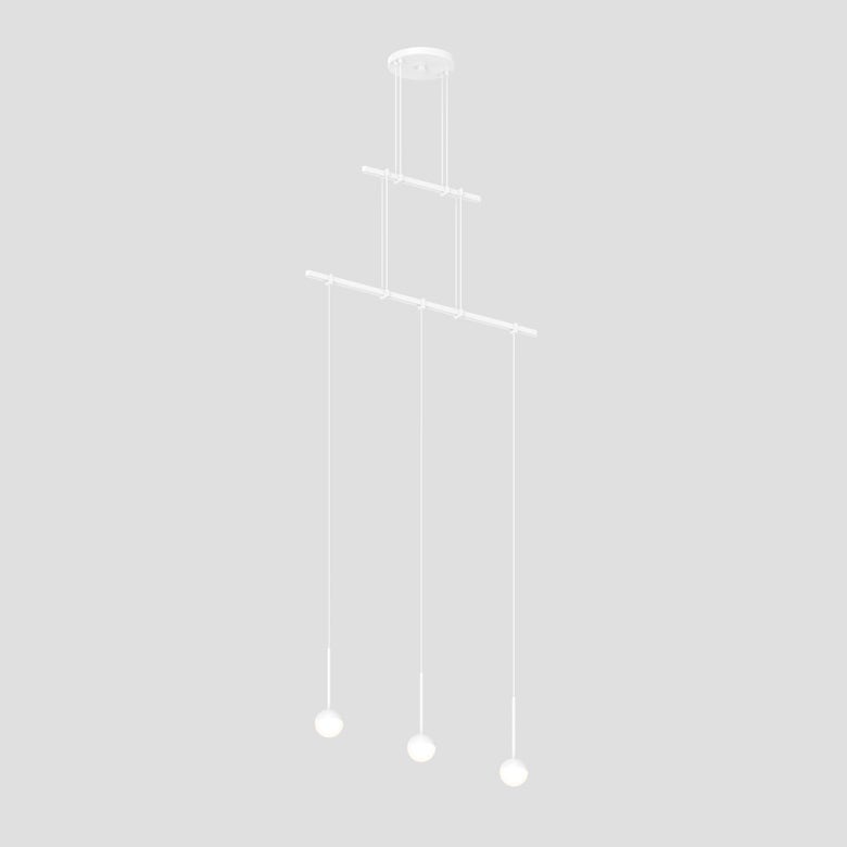 SONNEMAN Suspenders 24" 2-Tier Single Cord White Acrylic Ball Satin White Linear Flush Mount Lighting