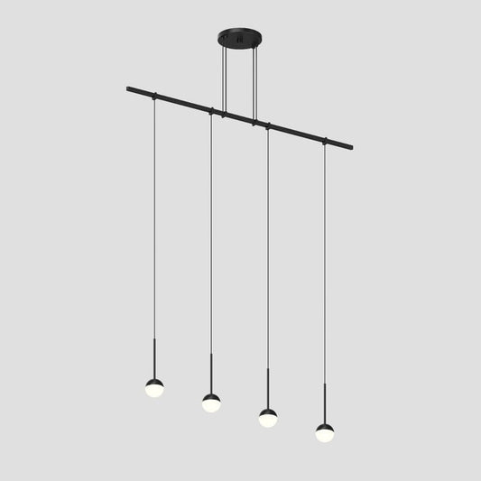 SONNEMAN Suspenders 36" 1-Tier Single Cord White Acrylic Ball Satin Black Linear Flush Mount Lighting