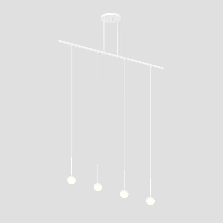 SONNEMAN Suspenders 36" 1-Tier Single Cord White Acrylic Ball Satin White Linear Flush Mount Lighting